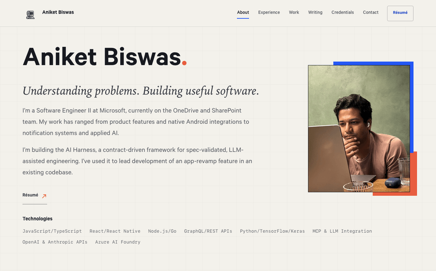 Personal Portfolio Website interface